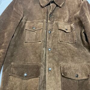 Men's Brown Suede Button-Front Jacket